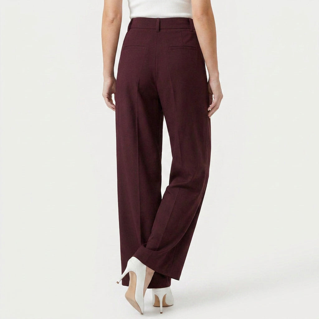 Women's Pleated Wide-Leg Trousers – High Waist