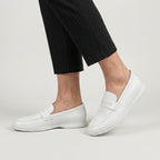 Men's Penny Loafers – White Rubber Sole, Slip-On