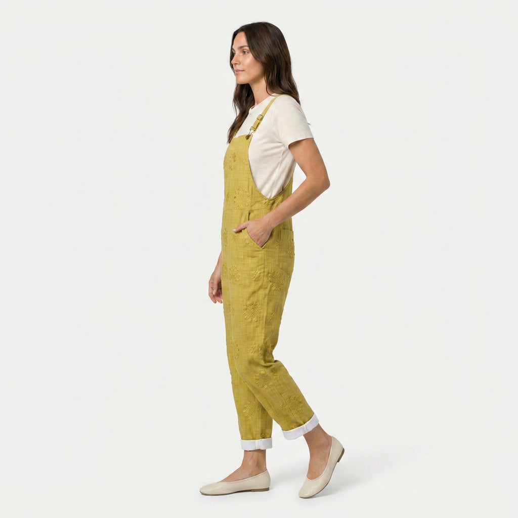 Women's Quilted Overalls – Relaxed, Cropped Length