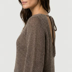 Women's Ribbed Crewneck Sweater – Back Tie