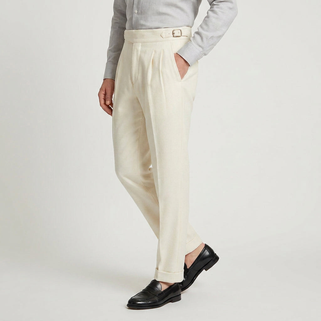 Men's Pleated Gurkha High Waist Trousers – Side Buckles