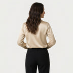 Women's Satin Long Sleeve Blouse – Cowl Neck