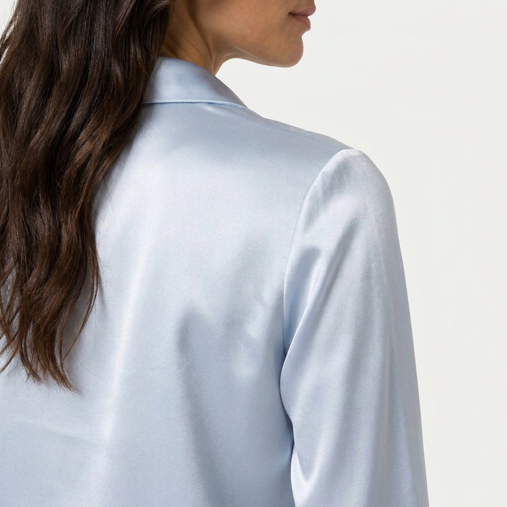 Women's Satin Long Sleeve Blouse – Cowl Neck