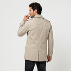 Men's Short Trench Coat – Single-Breasted, Cotton Blend