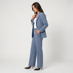 Women's Tailored Suit – Single-Breasted Blazer, Wide-Leg Trousers