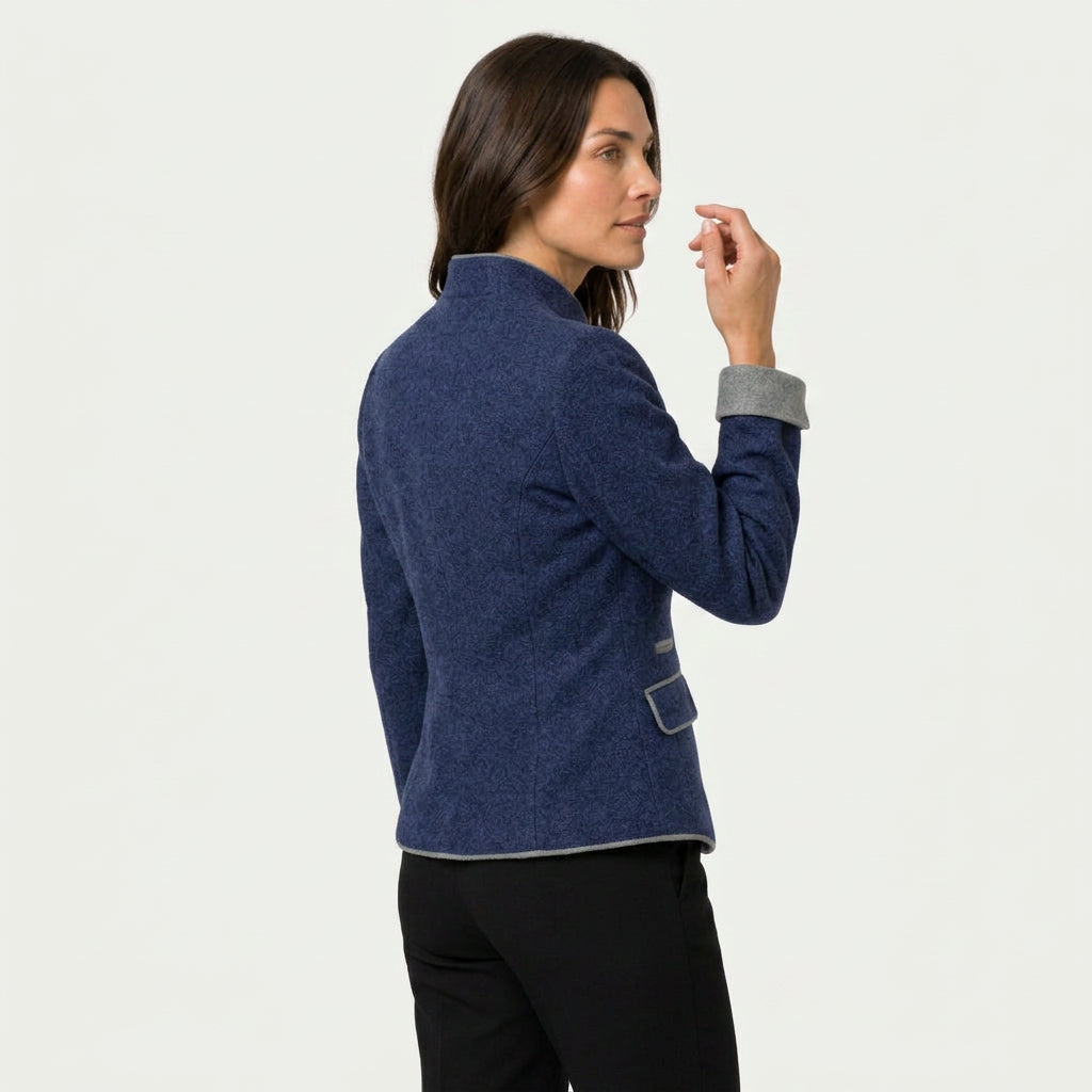 Women's Classy Tailored Wool Blend Blazer – Stand Collar