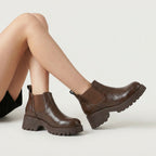 Women's Faux Leather Chunky Chelsea Boots – Platform Lug Sole