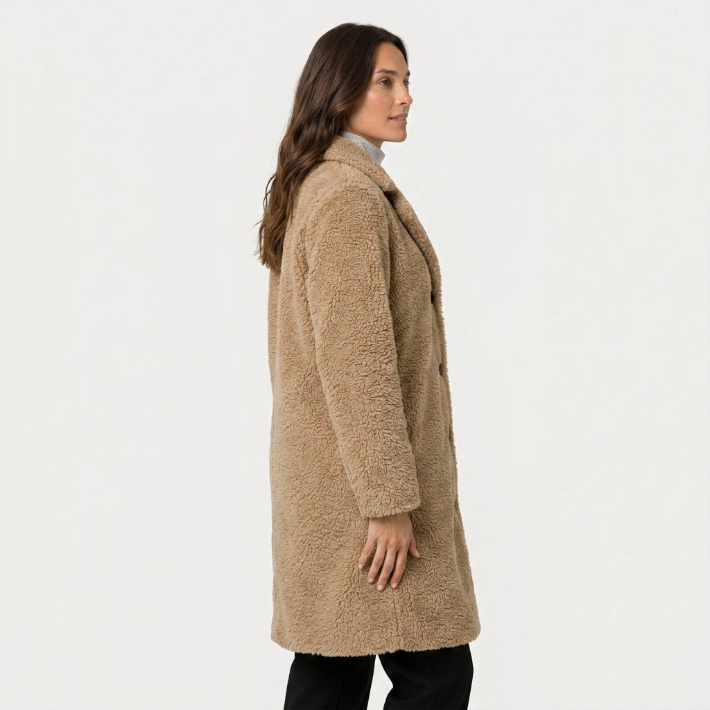 Women's Relaxed Boucle Coat – Notched Collar