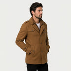 Men's Wool-Blend Field Jacket – Warm, Layered Stand Collar