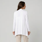 Women's Draped Jersey Cardigan – Open Front, Longline