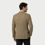 Men's Herringbone Two-Button Blazer – Textured Wool Blend