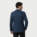 Men's Herringbone Two-Button Blazer – Textured Wool Blend