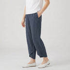 Women's Cropped Barrel Pants – Elastic Waist, Tulip Hem
