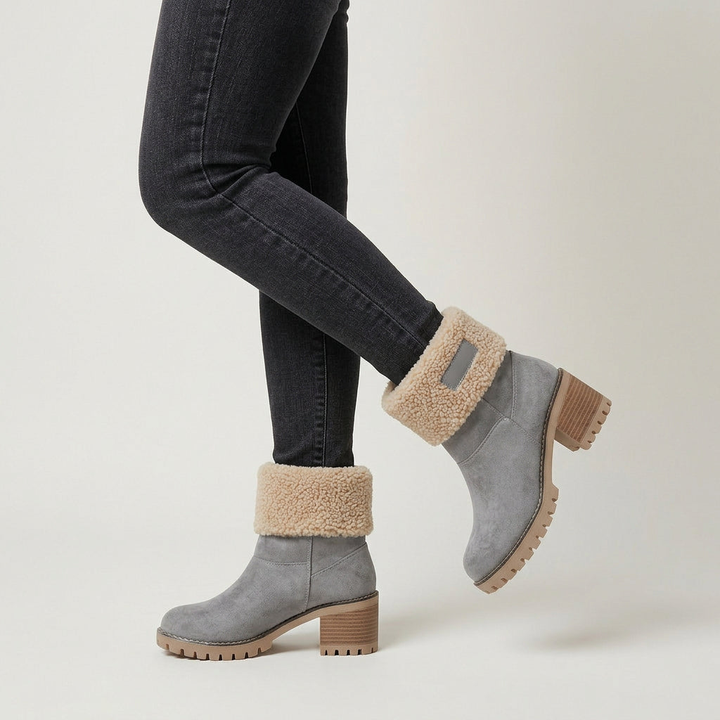 Women's Sherpa Cuff Lug-Sole Mid-Calf Boot – Block Heel