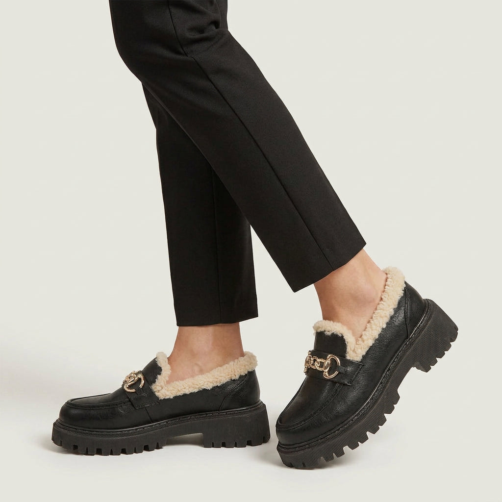 Women's Sherpa-Lined Platform Loafer – Lug Sole