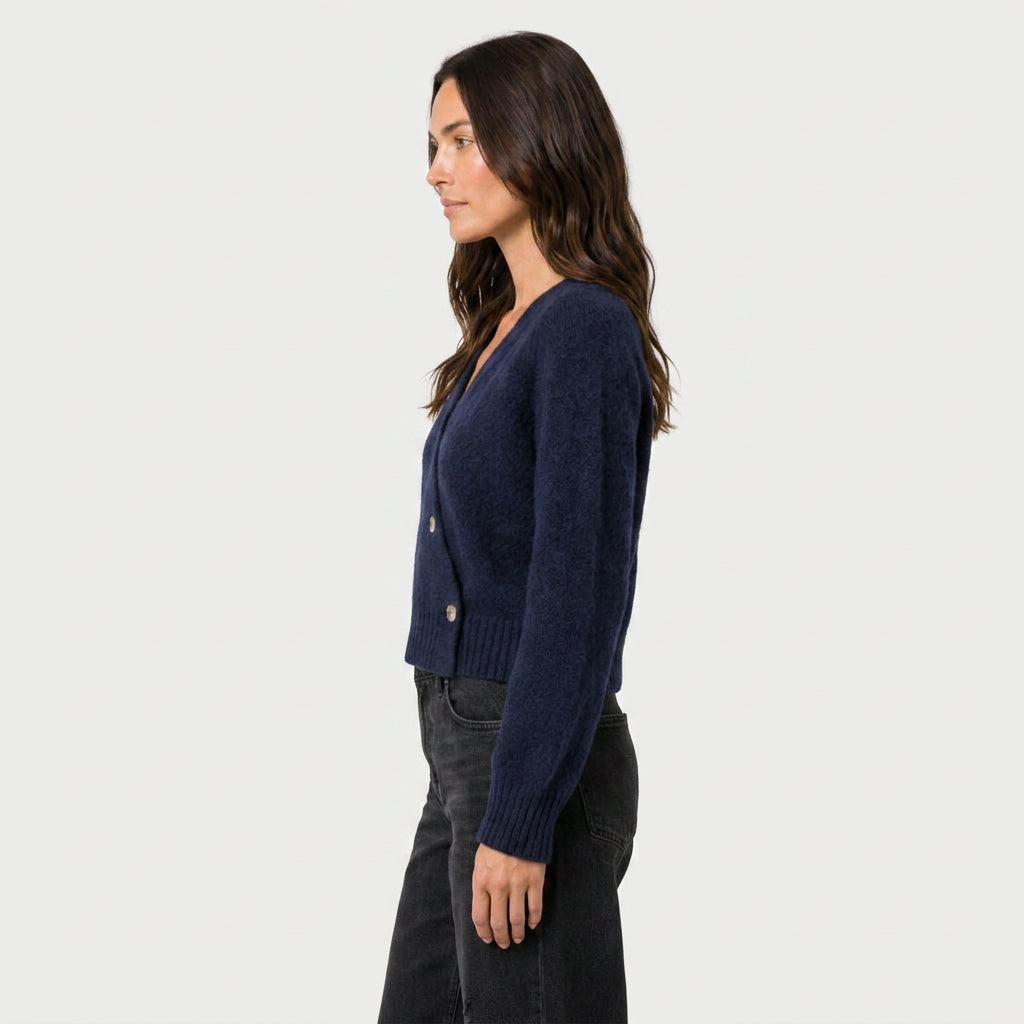 Women's Cropped Wrap Cardigan – Puffed Sleeves
