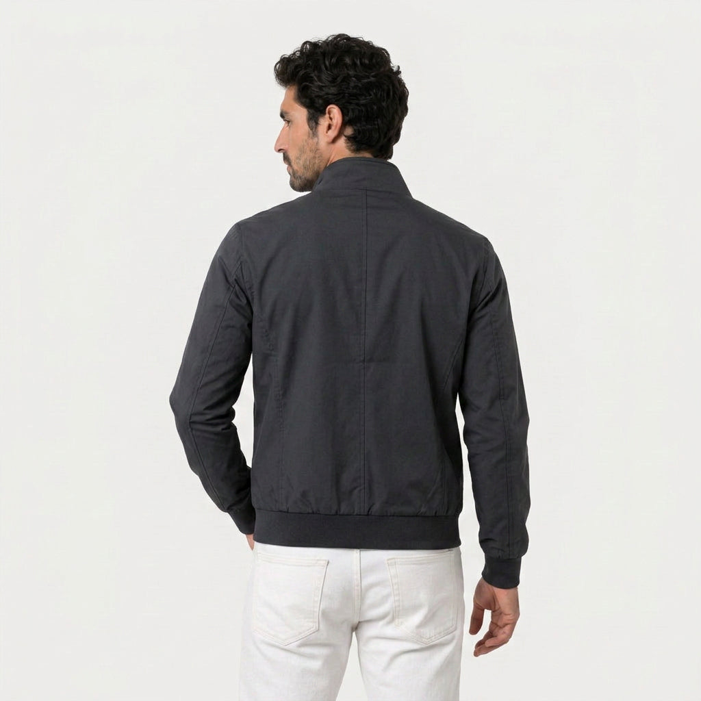 Men's Lightweight Zip-Up Bomber Jacket – Stand Collar