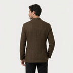 Men's Herringbone Two-Button Blazer – Textured Wool Blend