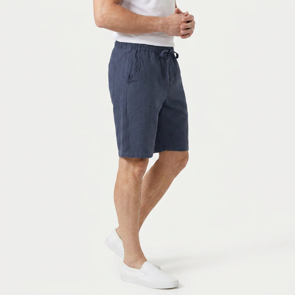 Men's Textured Cotton Drawstring Shorts – Elastic Waist