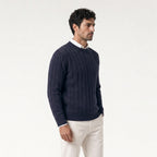 Men's Classic Cable Knit Crew Sweater – Textured