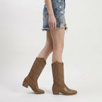 Women's Western Boots – Embroidered, Mid-Calf