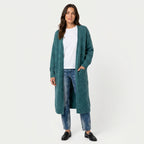 Women's Fuzzy Knit Longline Cardigan – Open Front