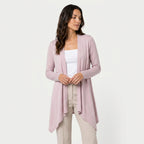 Women's Draped Jersey Cardigan – Open Front, Longline
