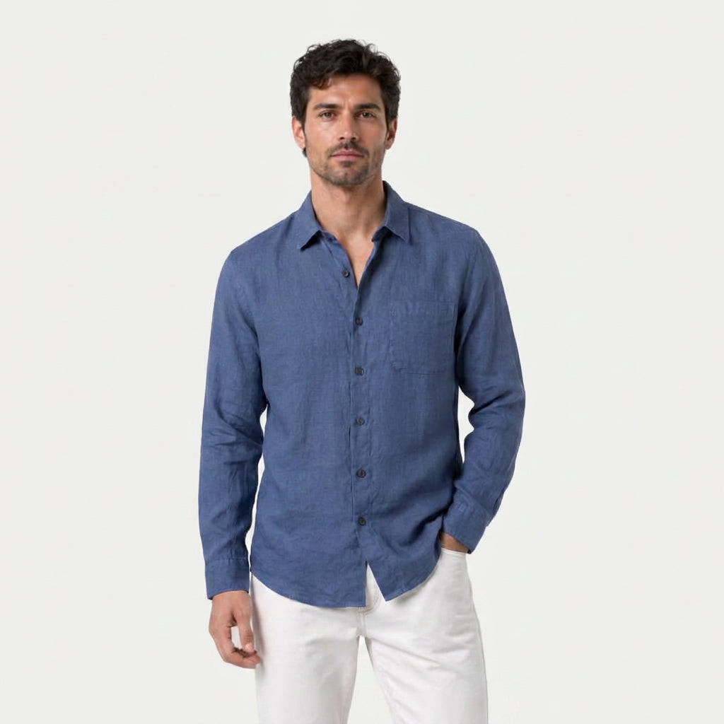 Men's Long Sleeve Linen Shirt – Breathable
