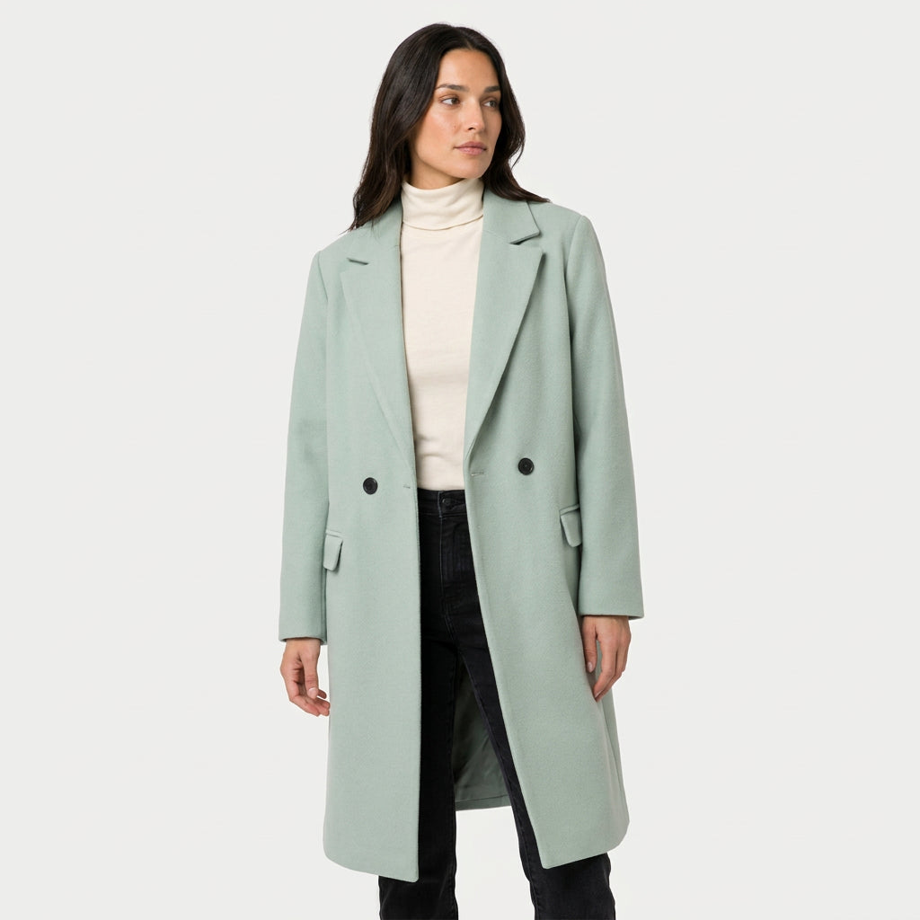 Women's Double-Breasted Midi Coat – Relaxed
