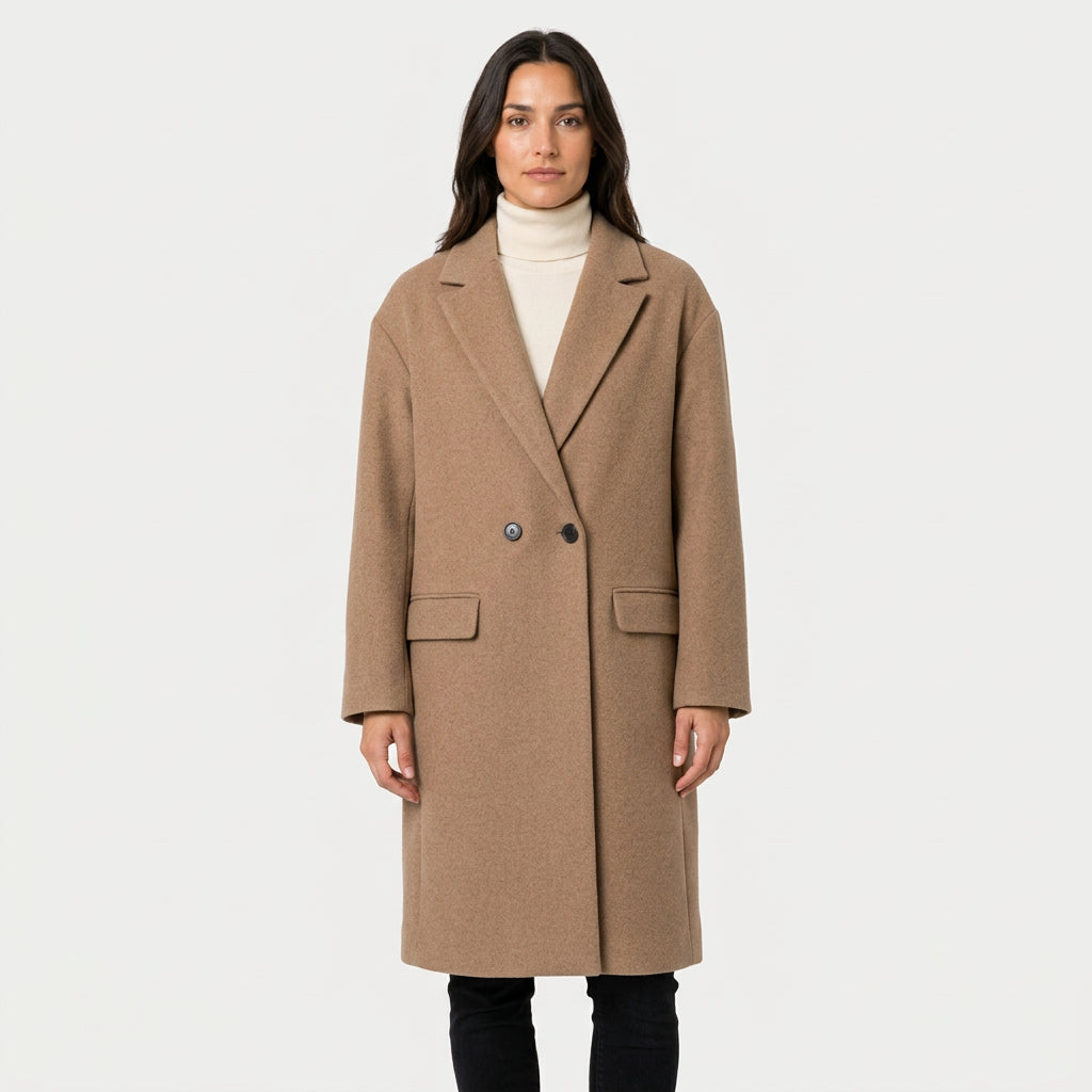 Women's Double-Breasted Midi Coat – Relaxed