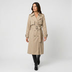 Women's Longline Trench Coat – Double-Breasted, Belted