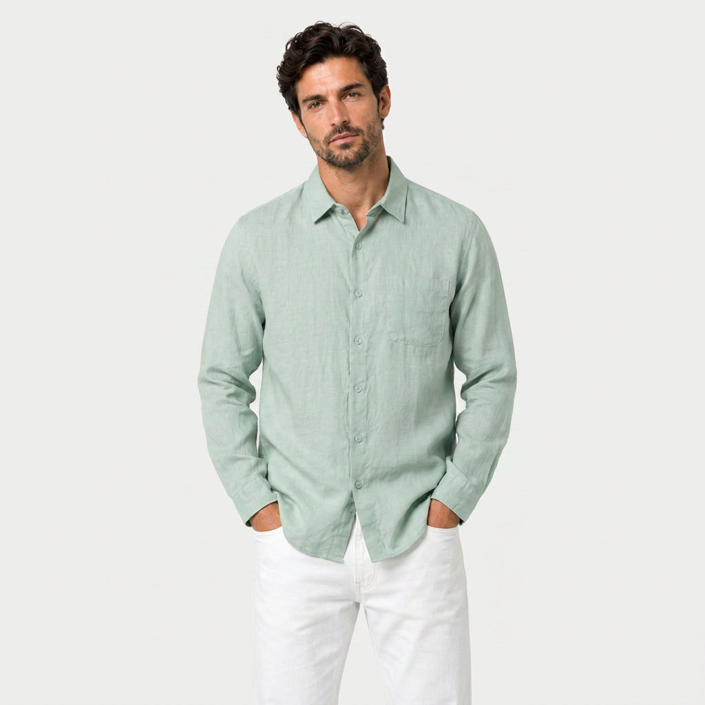 Men's Long Sleeve Linen Shirt – Breathable