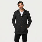 Men's Short Trench Coat – Single-Breasted, Cotton Blend