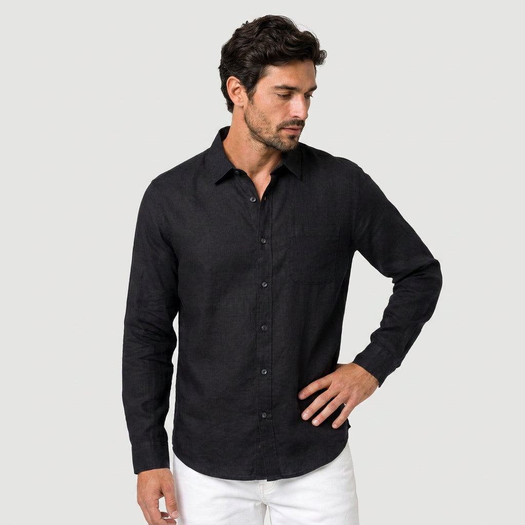 Men's Long Sleeve Linen Shirt – Breathable