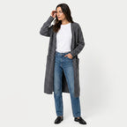 Women's Fuzzy Knit Longline Cardigan – Open Front