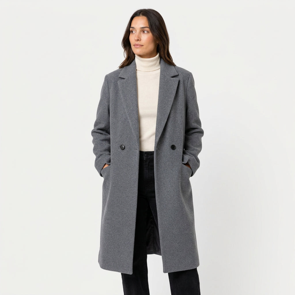 Women's Double-Breasted Midi Coat – Relaxed