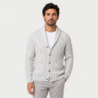 Men's Textured Shawl Collar Cable Knit Cardigan – Warm