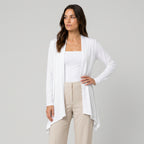 Women's Draped Jersey Cardigan – Open Front, Longline