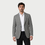 Men's Herringbone Two-Button Blazer – Textured Wool Blend