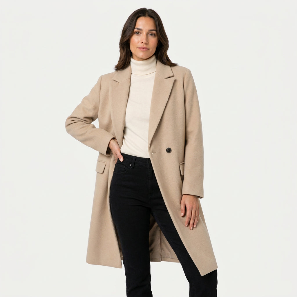 Women's Double-Breasted Midi Coat – Relaxed