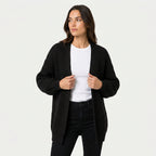 Women's Chunky Knit Cardigan – Open Front, Balloon Sleeve