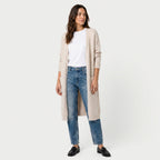 Women's Fuzzy Knit Longline Cardigan – Open Front