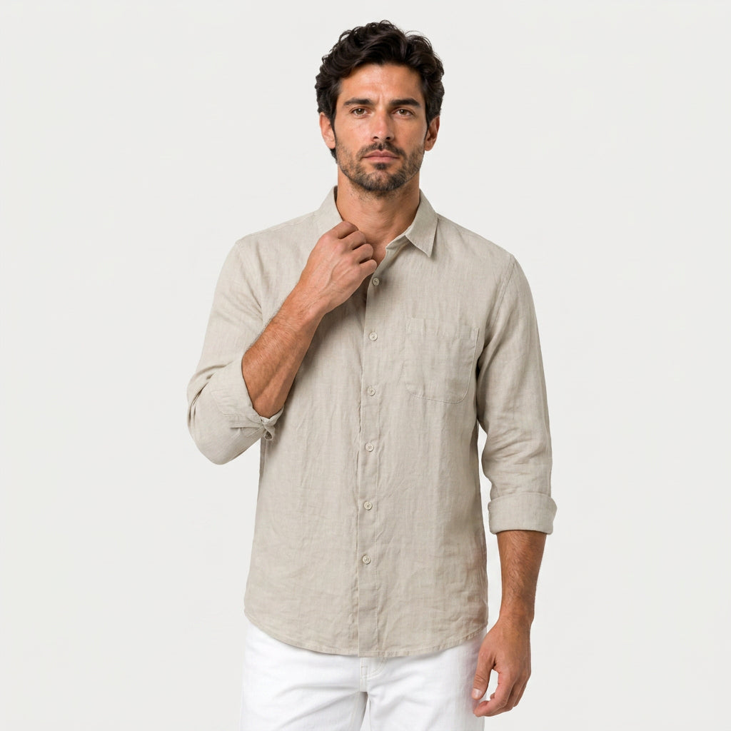 Men's Long Sleeve Linen Shirt – Breathable
