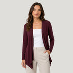 Women's Draped Jersey Cardigan – Open Front, Longline