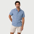 Men's Short-Sleeve Linen Button-Up Shirt – Lightweight
