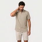 Men's Short-Sleeve Linen Button-Up Shirt – Lightweight