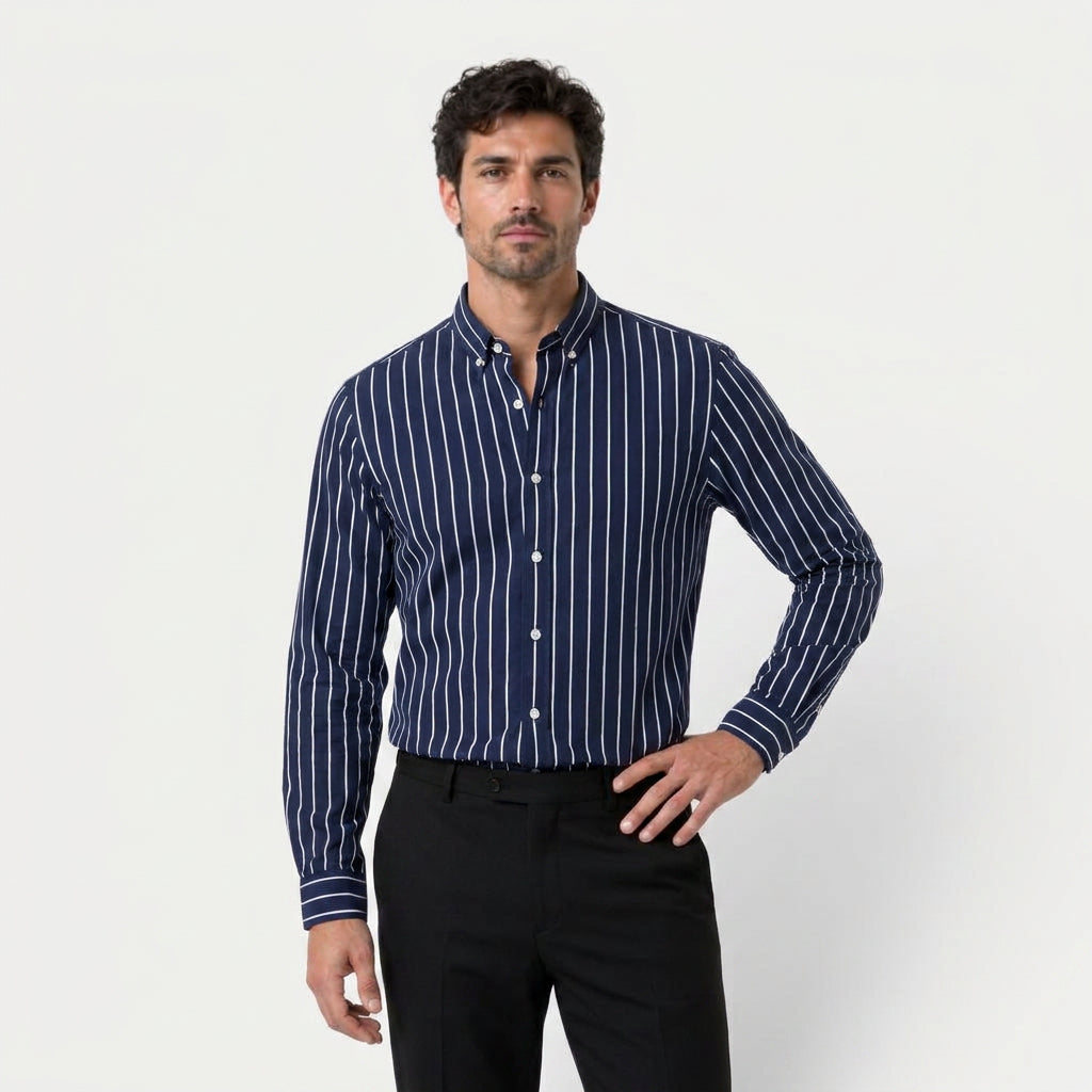 Men's Button-Down Striped Shirt – Slim Fit