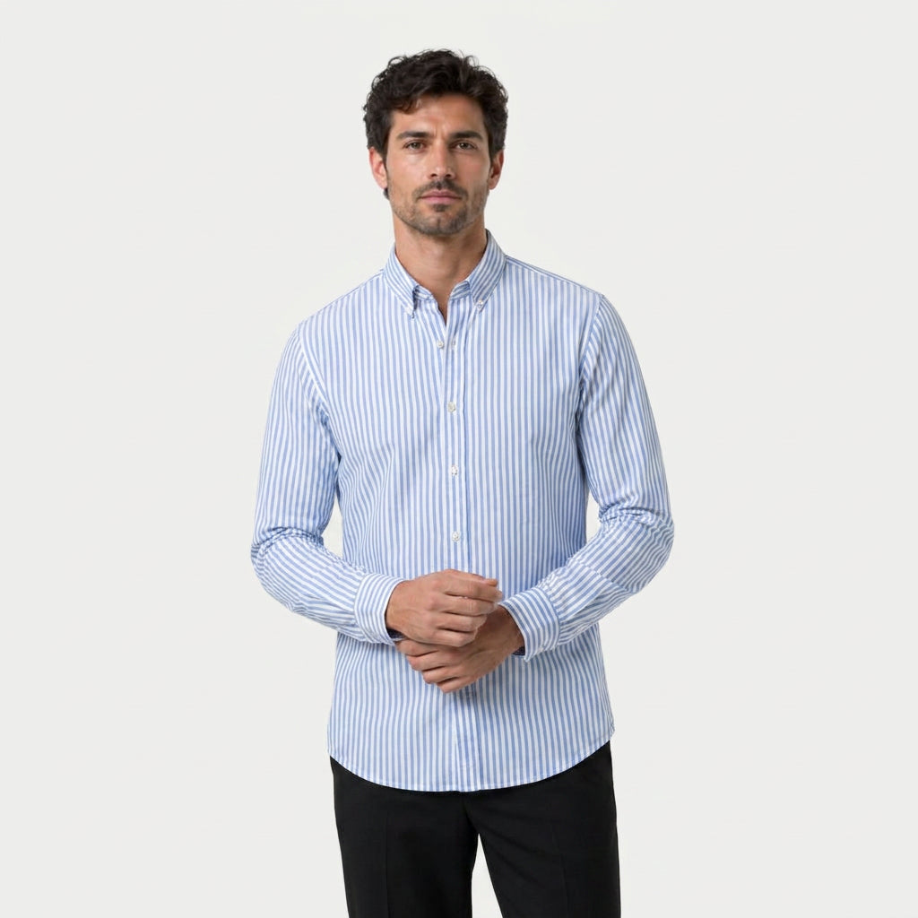 Men's Button-Down Striped Shirt – Slim Fit