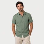 Men's Short-Sleeve Linen Button-Up Shirt – Lightweight