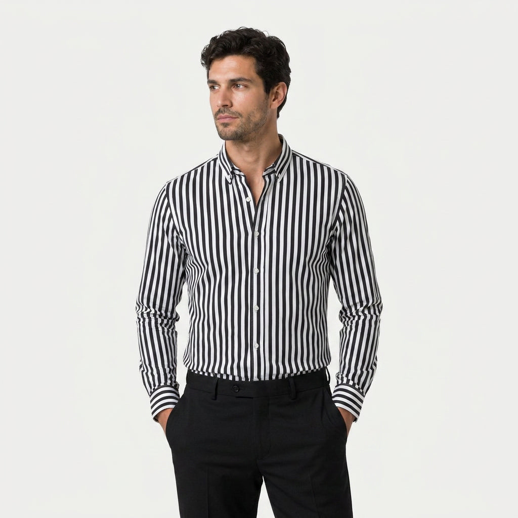 Men's Button-Down Striped Shirt – Slim Fit